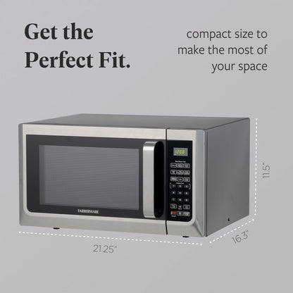 Farberware Countertop Microwave Ov 1100 Watts, 2.2 cu ft - Smart Sensor With LED Lighting and Child Lock - Perfect for Apartments and Dorms - Easy Clean Black Interior, Stainless Steel