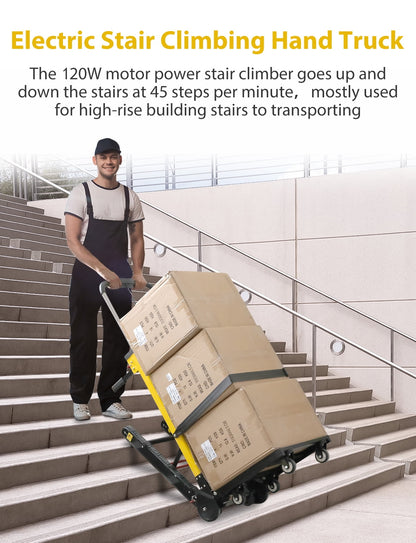Rocita Electric Stair Climbing Truck, 441lb Load Heavy Duty Folding Stair Climber Dolly Moving Cart with 6 Wheels, Hand Truck Motor Battery Powered Truck