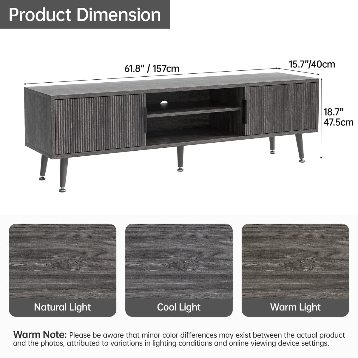 Selooye Mid Century TV Stand, Modern TV Console for TVs up to 70 Inches, Entertainment Center with Storage, TV and Media Consol, 62 Inch (Natural)