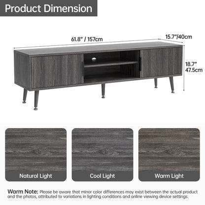 Selooye Mid Century TV Stand, Modern TV Console for TVs up to 70 Inches, Entertainment Center with Storage, TV and Media Consol, 62 Inch (Natural)