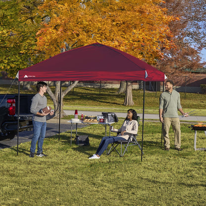 Ozark Trail 10x10 Instant Pop Up Canopy Tent with Simple Push Setup �?Straight Leg Pop-Up Tent for Tailgating, Camping & Events, White