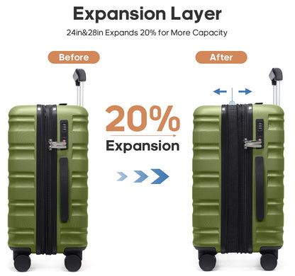 MIUSSE Luggage Sets 3 Piece, 20 Inch Carry On Luggage with Wheels, 100% PC Hardshell Suitcase with TSA Lock, Carry On Suitcases Airline Approved With Travel Backpack for Men Women