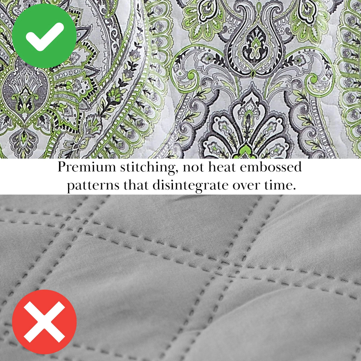 Southshore Fine LinensOversized 5-Piece Twin / Twin XL Quilt Bedding Set with two matching shams and three decorative throw pillows, oversized Paisley farmhouse bedspread Pure Melody Aqua