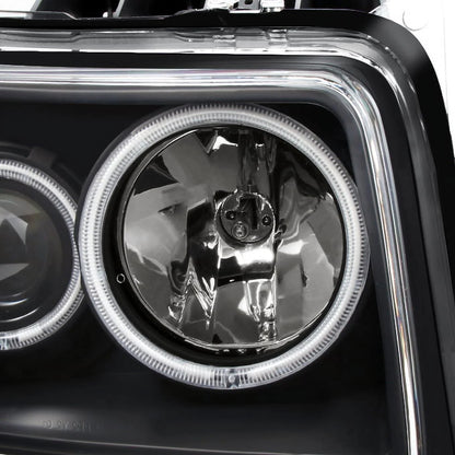AKKON - For 2007 2008 2009 2010 2011 2012 Dodge Nitro Dual CCFL Halo Black Projector Full LED Turn Signal Headlights