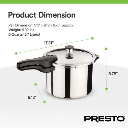 Presto? 6 Quart Stainless Steel Pressure Cooker