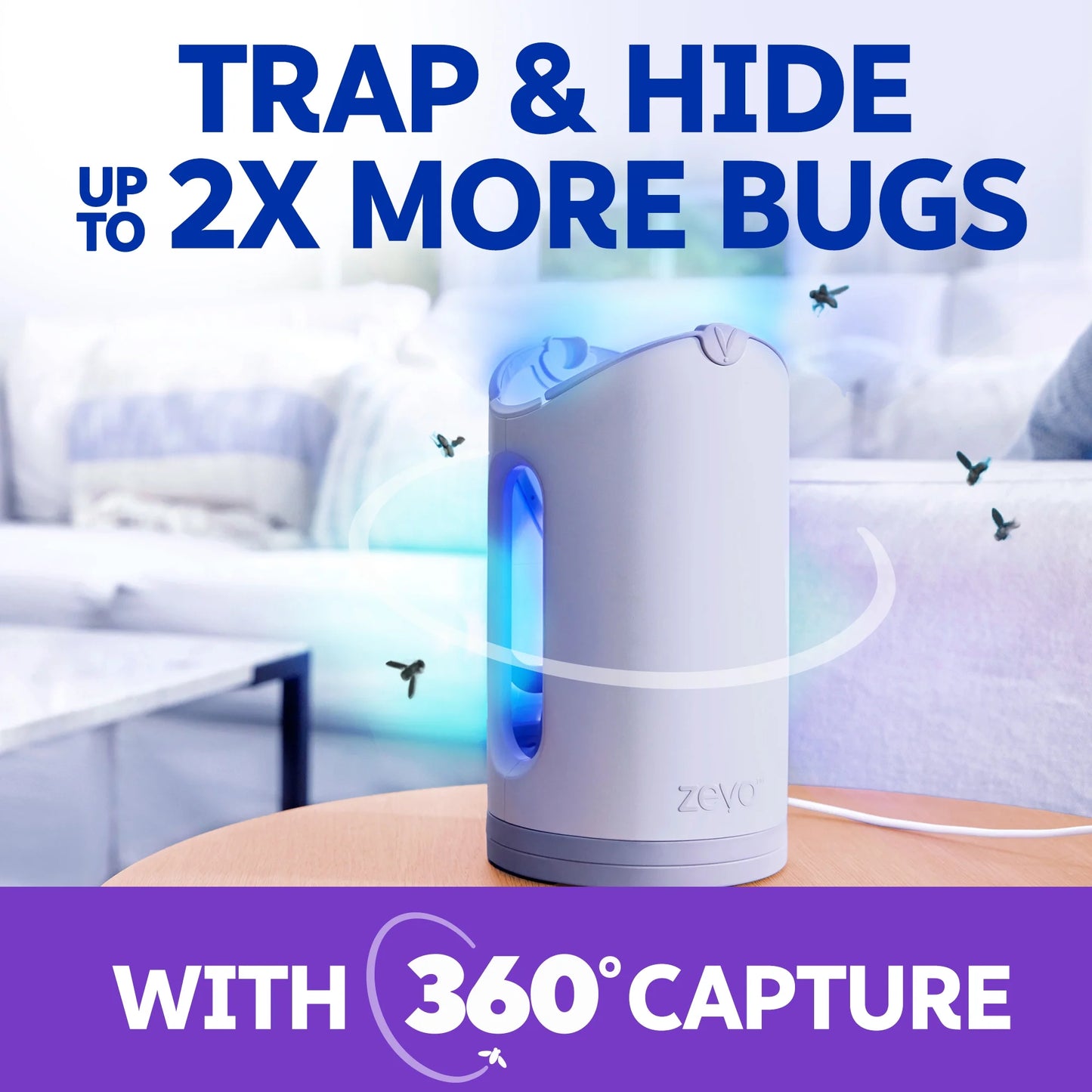 (4 pack) Zevo Max Flying Insect Trap - 1 Plug in Base & 2 Refill Cartridges