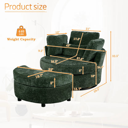 Muumblus Teddy Swivel Accent Barrel Chair, Modern Oversize Sherpa Comfy Round Reading Armchair for Living Room, Ivory