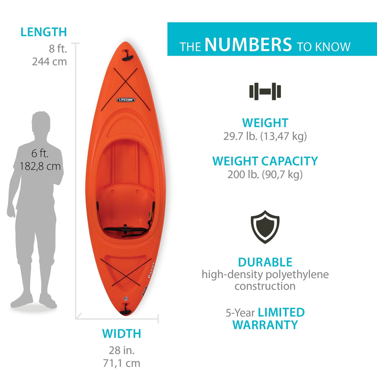 Lifetime Pacer 8 ft. Sit-Inside Kayak, Green (91032)