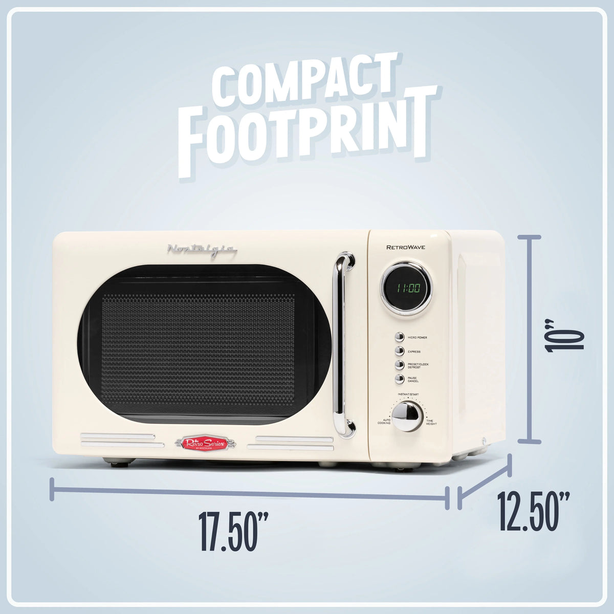 Nostalgia Retro Compact Countertop Microwave Oven - 0.7 Cu. Ft. - 700-Watts with LED Digital Display - Child Lock - Easy Clean Interior - Orange
