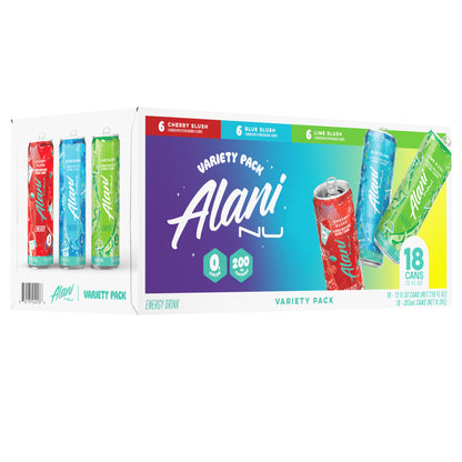 Alani Nu Energy Drink, Lime Slush Variety Pack, 12 fl oz, 18-count