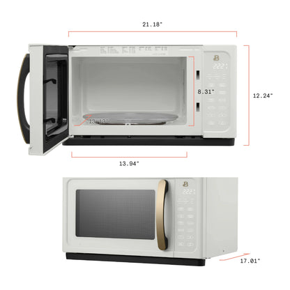 Beautiful 1.1 Cu ft 1000 Watt, Sensor Microwave Oven, White Icing by Drew Barrymore, New