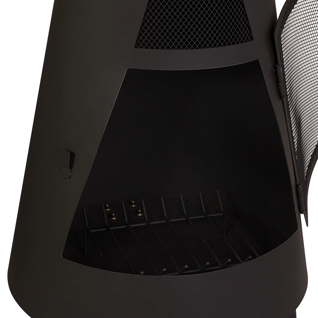 Mainstays 67�?Tall Round Powder-Coated-Black Finish Steel Wood Burning Chiminea