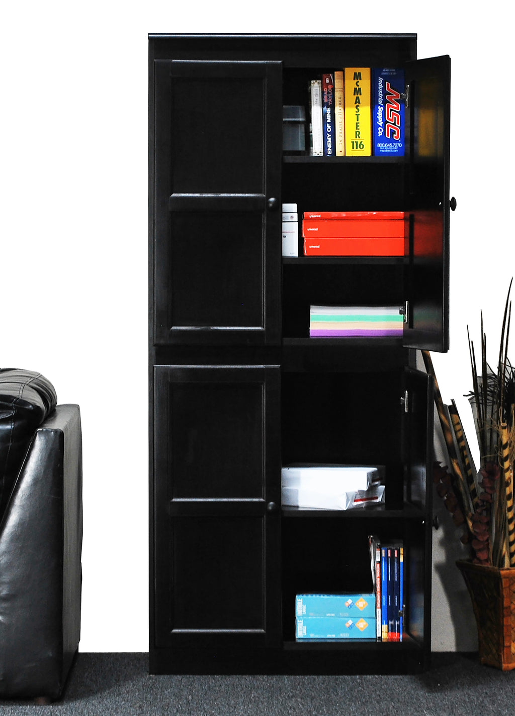 Concepts in Wood Storage Cabinet, 72 inch with 5 Shelves - Cherry Finish
