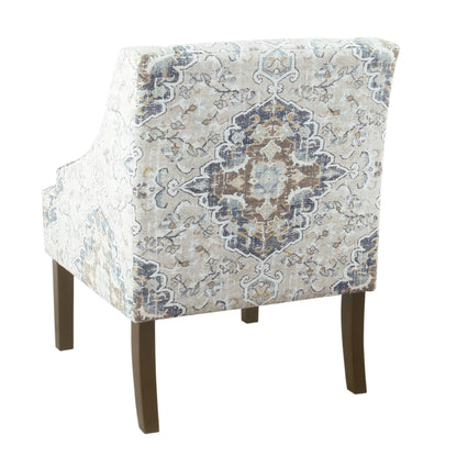 HomePop Classic Swoop Accent Chair - Blue and White Damask