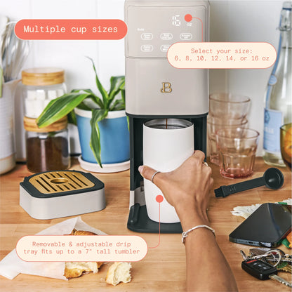 Beautiful Perfect Grind�?Programmable Single Serve Coffee Maker, White Icing by Drew Barrymore