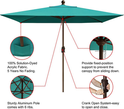 EliteShade Sunumbrella 6x6Ft Square Market Umbrella with Ventilation