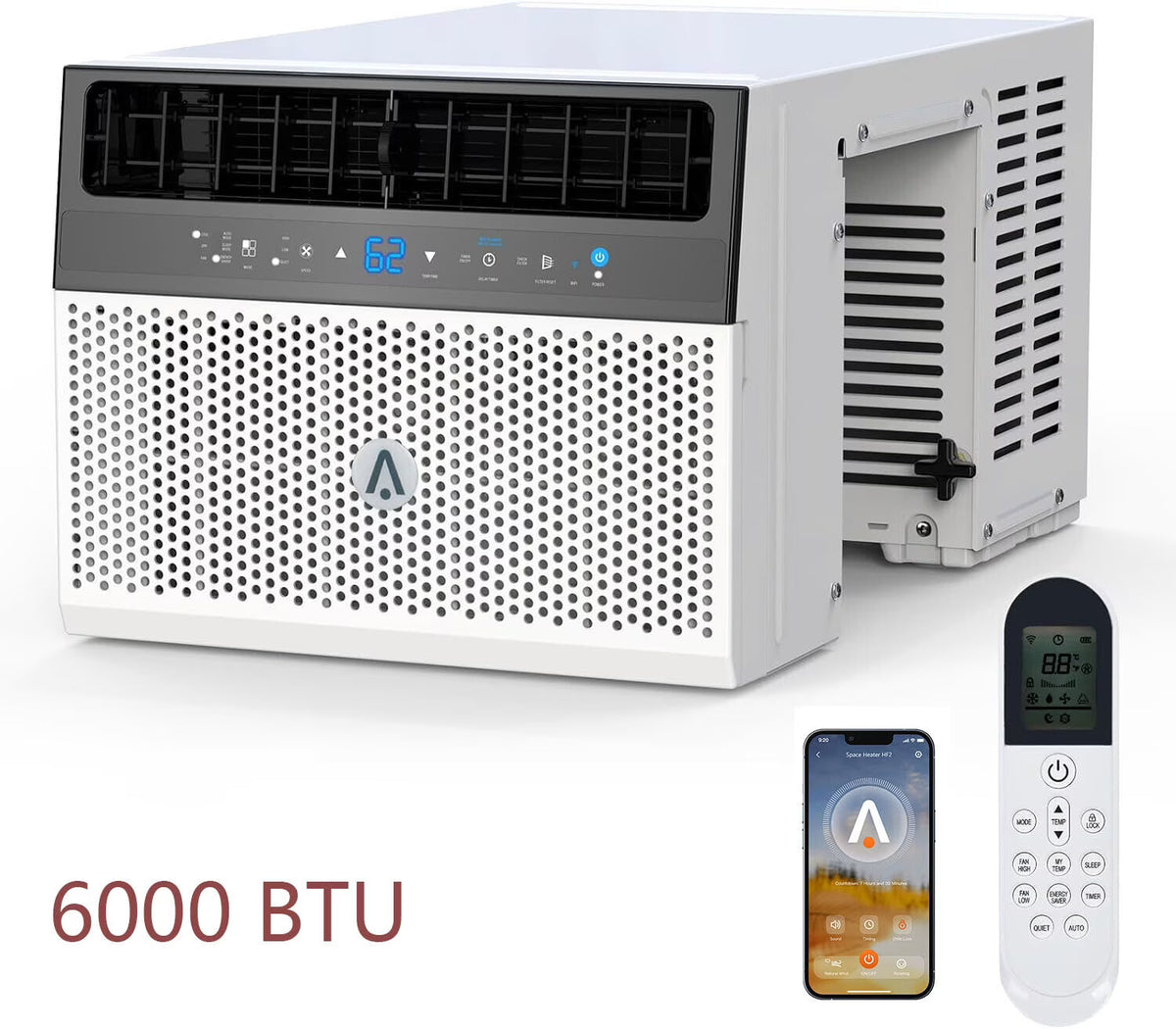 8000Btus Window Air Conditioner Over the Sill AC Up to 370 Sq.Ft With Remote & App