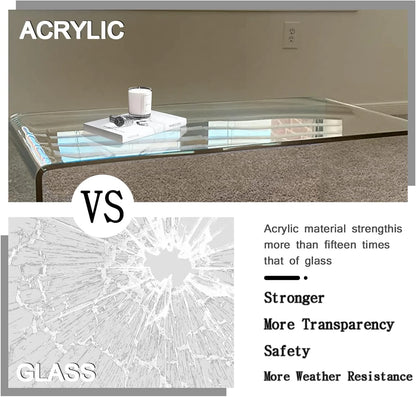 VDGPWA 32" Rectangle Waterfall Coffee Table, 0.6" Thick All Acrylic, Clear