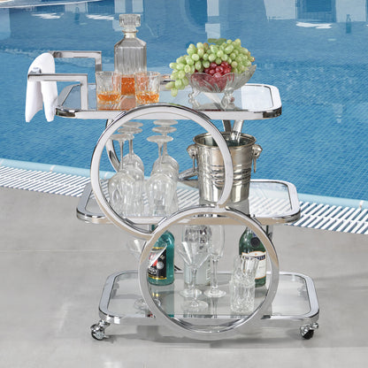Home Bar Serving Carts 3 Tier Kitchen Carts on Wheels Mobile Bar Carts for Home Kitchen Dining Room Living Room Party, Chrome