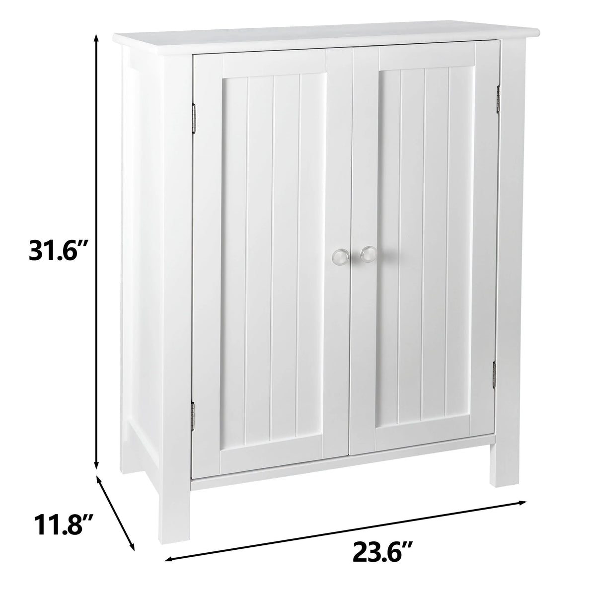 HomGarden 2-Door Bathroom Floor Storage Cabinet Side Cupboard W/ Adjustable Shelves, 11.8'' W, White