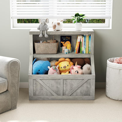 AOILE Kids Bookshelf and Toy Storage - Wooden Toddler Bookcase Cabinet with Large Cubbies for Playroom, Bedroom, Nursery, Classroom, School, Kindergarten, and Daycare
