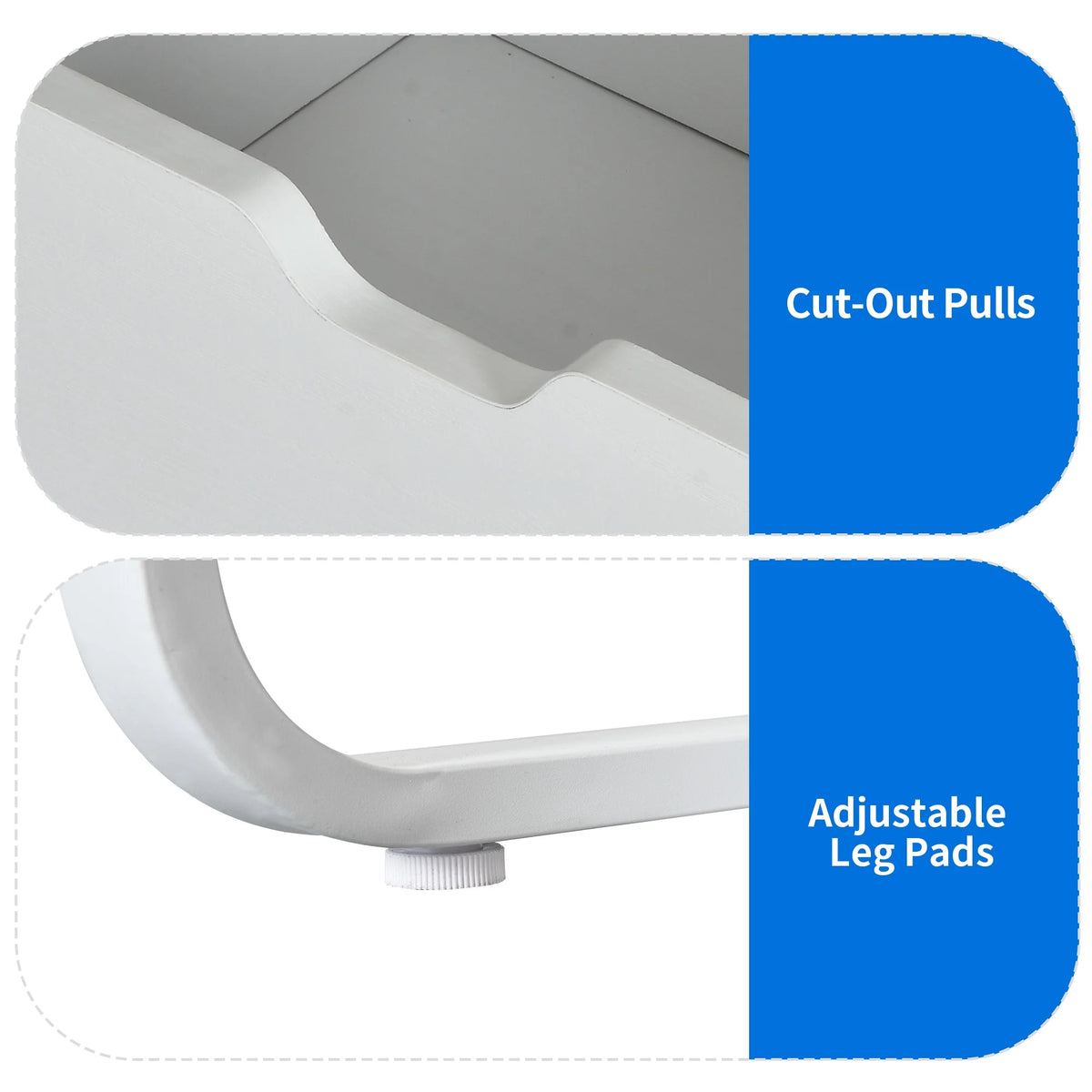 Dextrus L Shaped Desk with Power Outlets & LED Lights, Computer Desk with 3 Drawers and 3 Storage Shelves, White Office Desk Corner Desk for Home Office