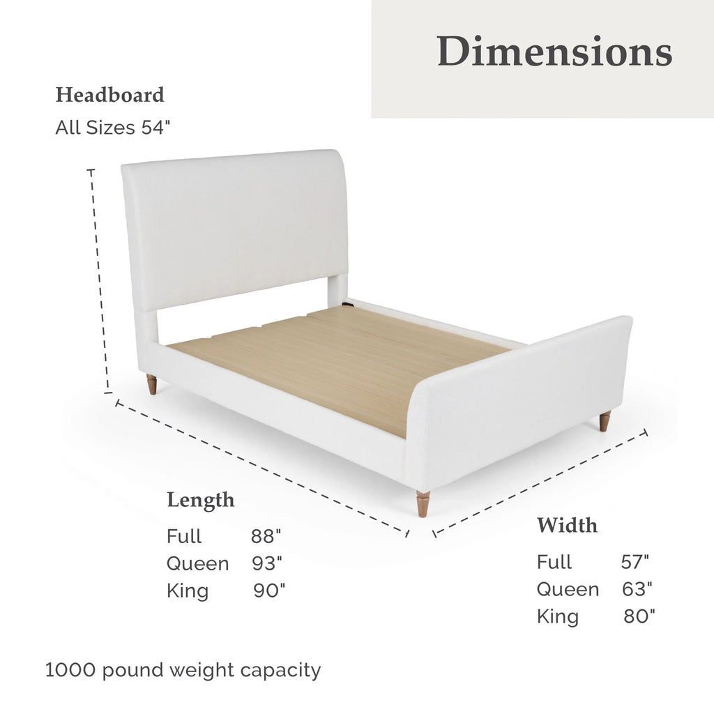 My Texas House Flynn Boucle Platform Bed, Queen, Cream