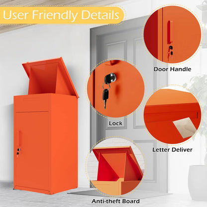 AECOJOY Package Delivery Boxes for Outside Parcel Drop Box Outdoor Storage Box Wall Mounted Express Mail Package Delivery Box 17" x 16" x 38.3" Black