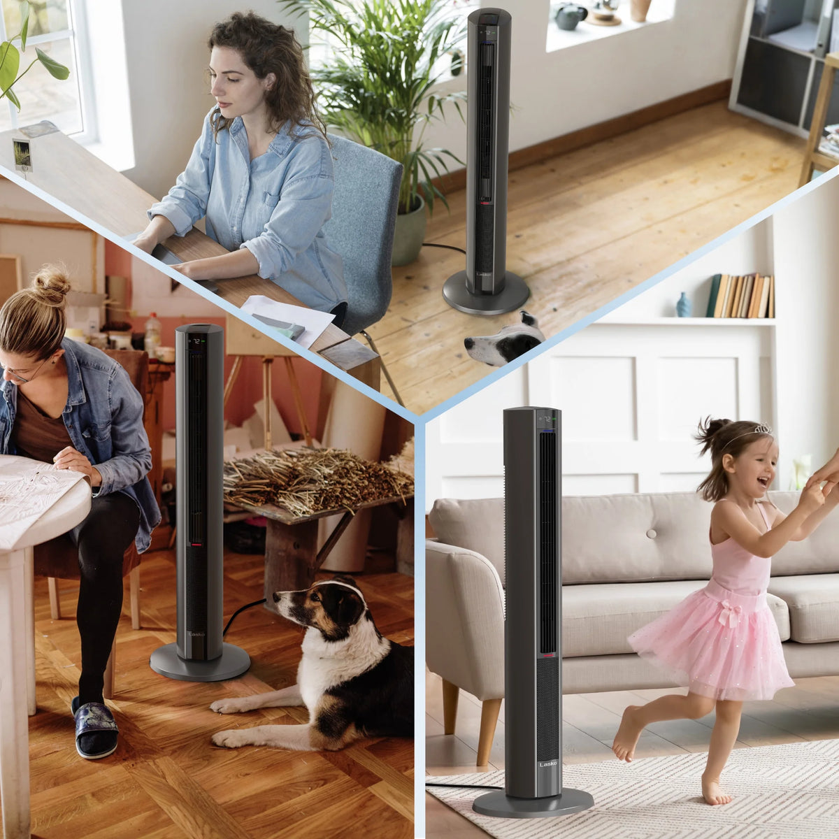 Lasko 42" 1500W All Season Tower Fan & Space Heater with Timer and Remote, White, FH500