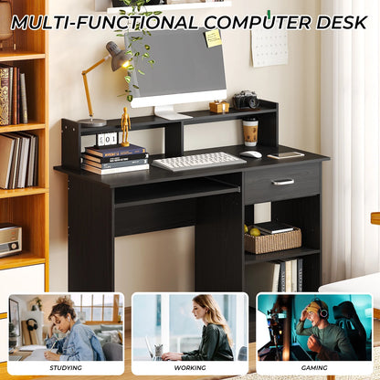 Ktaxon Computer Desk Home Office Workstation Laptop Table Drawer Shelf Furniture White
