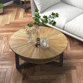 Round Coffee Table with Solid Wood Storage Circle Center Table Rustic Wood Coffee Table Wood N/A Rustic Wood Coffee Tables, End Tables