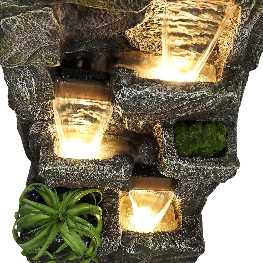 55.5-in Outdoor Garden Water Fountain 4 Tiers Large Cascading Fountain