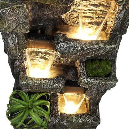 55.5-in Outdoor Garden Water Fountain 4 Tiers Large Cascading Fountain