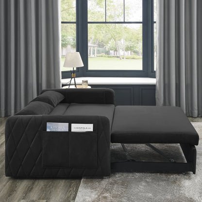 Convertible Sofa Bed,3 in 1 Sleeper Sofa with 2 Pillows and Adjustable Backrest for Living Room Office,Black