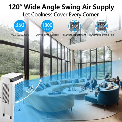 Garvee Air Coolers For Home Quiet,Evaporative Air Cooler 4100 CFM Swamp Cooler Air Conditioner with Remote Control and 4 Ice Packs, 3 Modes & Wind Speeds for Outdoor, Indoor, Garage, 15.8 Gallons