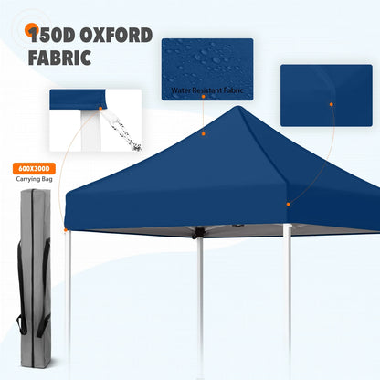 EAGLE PEAK 5x5 Pop Up Canopy Tent Instant Outdoor Canopy Easy Set-up Straight Leg Folding Shelter（Blue）