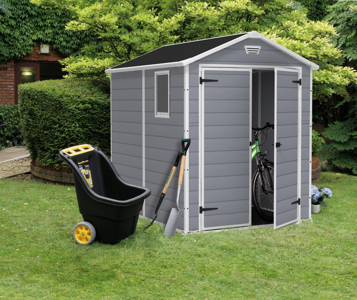 Keter 213413 Manor DD 6 X 8 Foot All Weather Outdoor Storage Shed, Grey