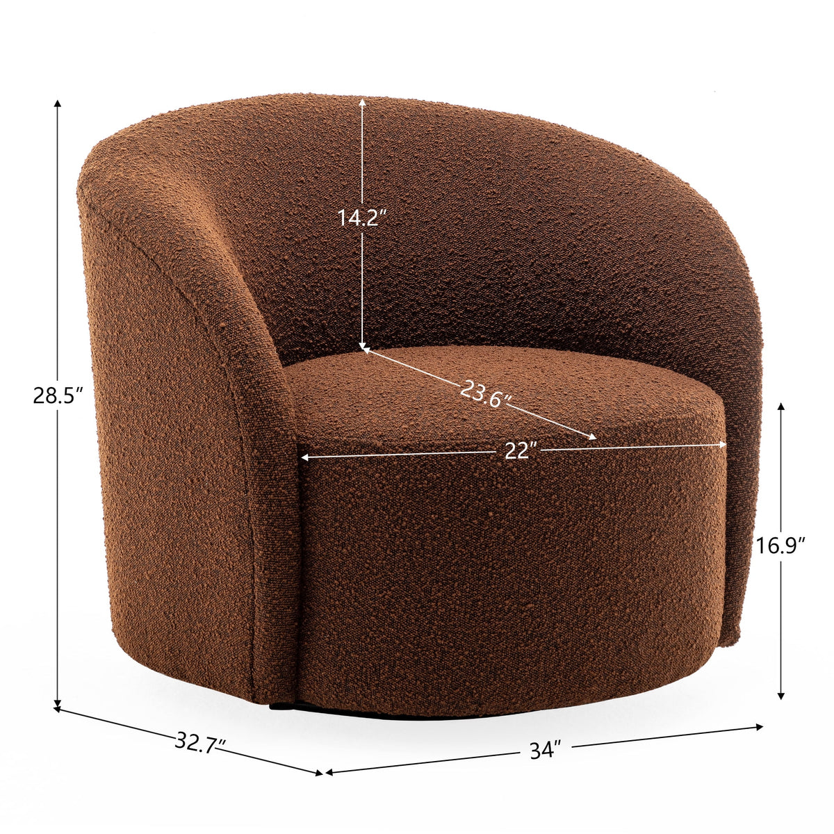 34" W Mid Century Modern Swivel Barrel Chair, Round Upholstered Boucle Swivel Accent Chairs, No Assembly Sofa Chair for Living Room Bedroom Reading Apartment Lounge Nursery(Cream)