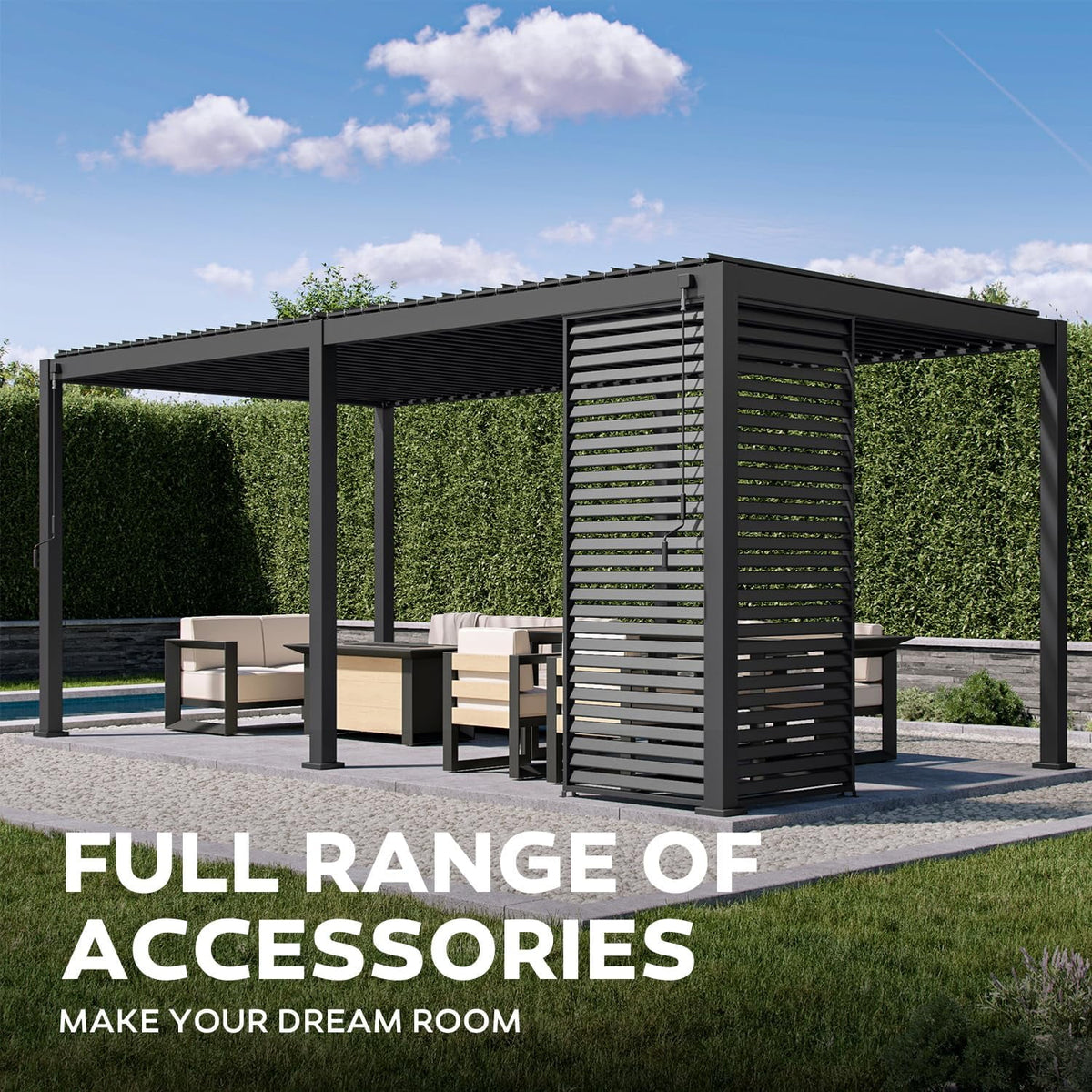 Mirador 10'x 10' 111S Outdoor Aluminum Pergola w/ Adjustable Rainproof Louver for Garden, Patio, Backyard, Takasho/Wood Grain