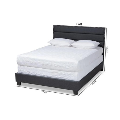 Bowery Hill Modern Fabric Upholstered Full Size Bed in Dark Gray