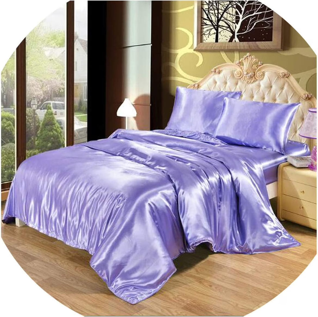 Vuvet Bedding 100% Pure Silk Satin Sheet Set 7pcs, Silk Fitted Sheet 15'' Deep Pocket,Silk Flat Sheet,Silk Duvet Cover & Pillowcases Set !!! Twin, Aqua Blue