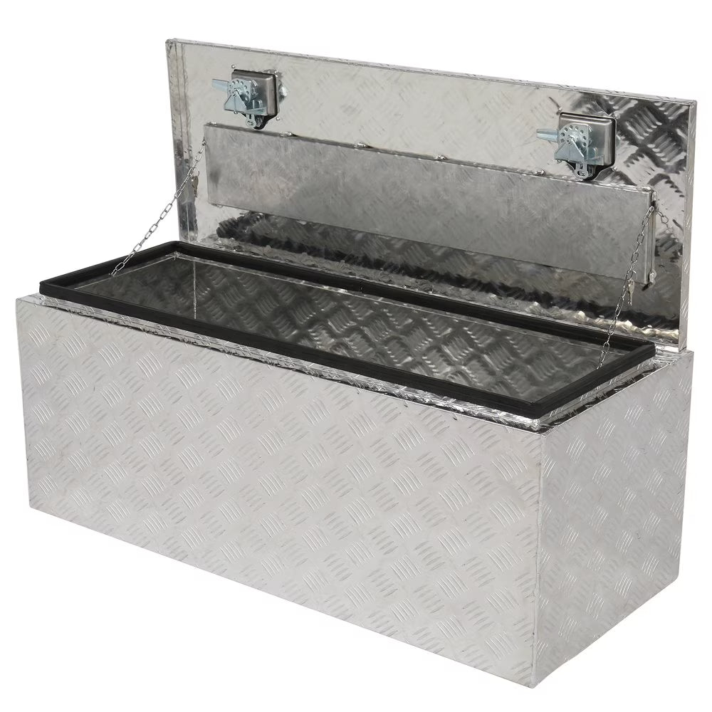 GZXS 36" Aluminum Storage Box Truck Underbody Toolbox Trailer RV Tool Heavy Duty Aluminum Tool RV ATV Trailer Storage Boxes W/Locks Keys Silver (36" x 18" x 17")