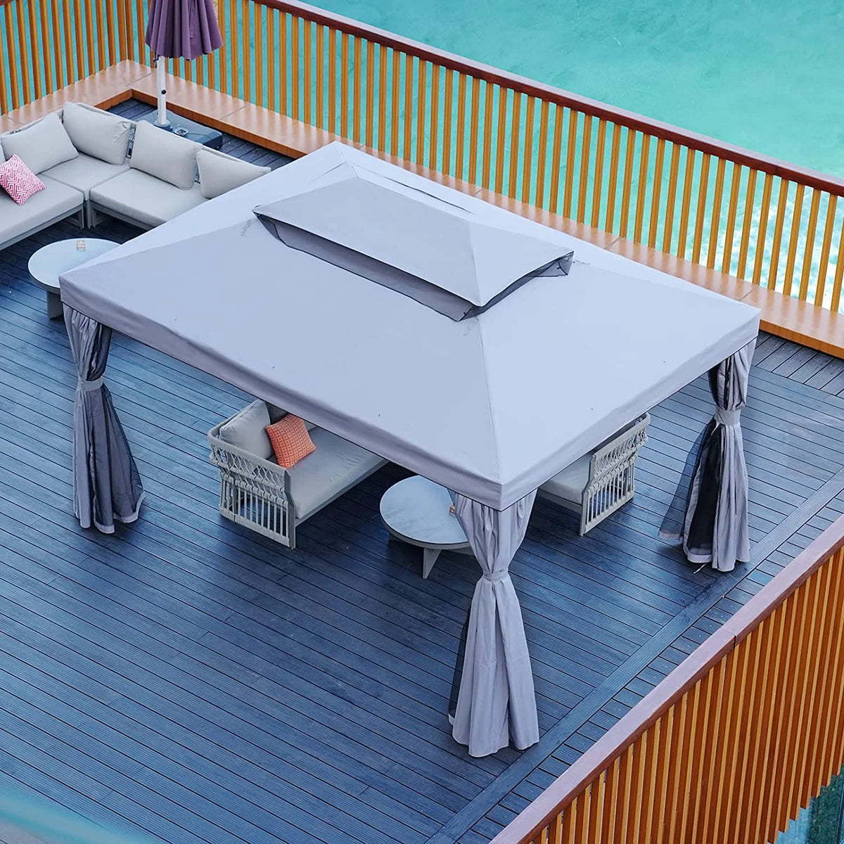 SIMENMAX 10x13 Ft Patio Gazebo,Outdoor Gazebo Canopy with Mosquito Netting and Curtains,Sturdy Soft Top Gazebo