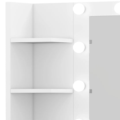 Uforic Makeup Vanity Desk with Mirror & Lights, Vanity Desk with 4 Drawers & Storage Shelves - White