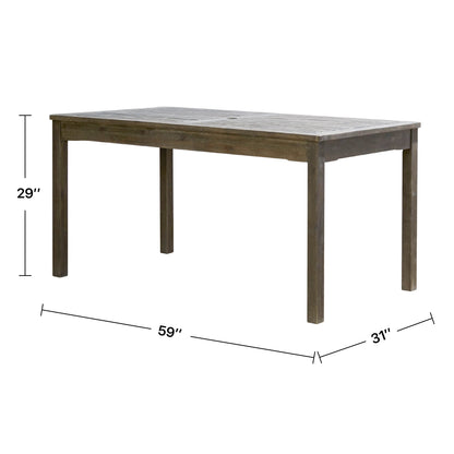 Outdoor Tables Caladesi Grey-washed Rectangular Farmhouse Wood Patio Dining Table for 6 Seaters,Patio Tables
