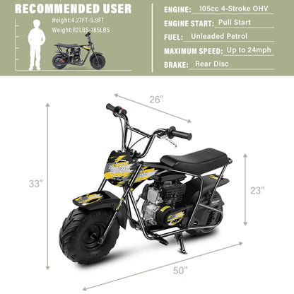 Oryxearth Mini Bike for Kids Motorcycle, Mini motorcycle for kids, Set of Four, 105CC 4-Stroke Ride on Toys, Camo
