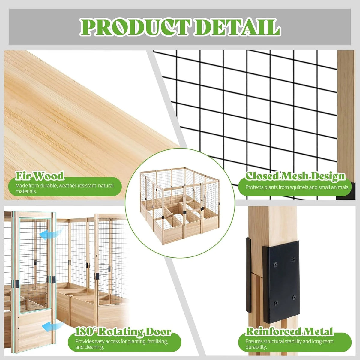 Jocisland Wooden Raised Garden Bed for Outdoor, Deep Large Planter Box with Netting for Gardening, Vegetables, Herbs��8��9��6 ft��