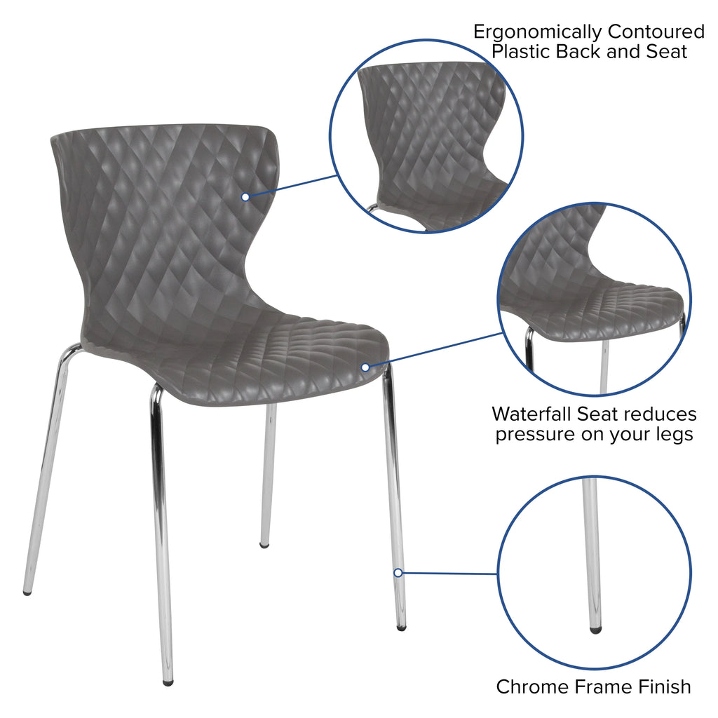 BizChair 4 Pack Contemporary Design Orange Plastic Stack Chair