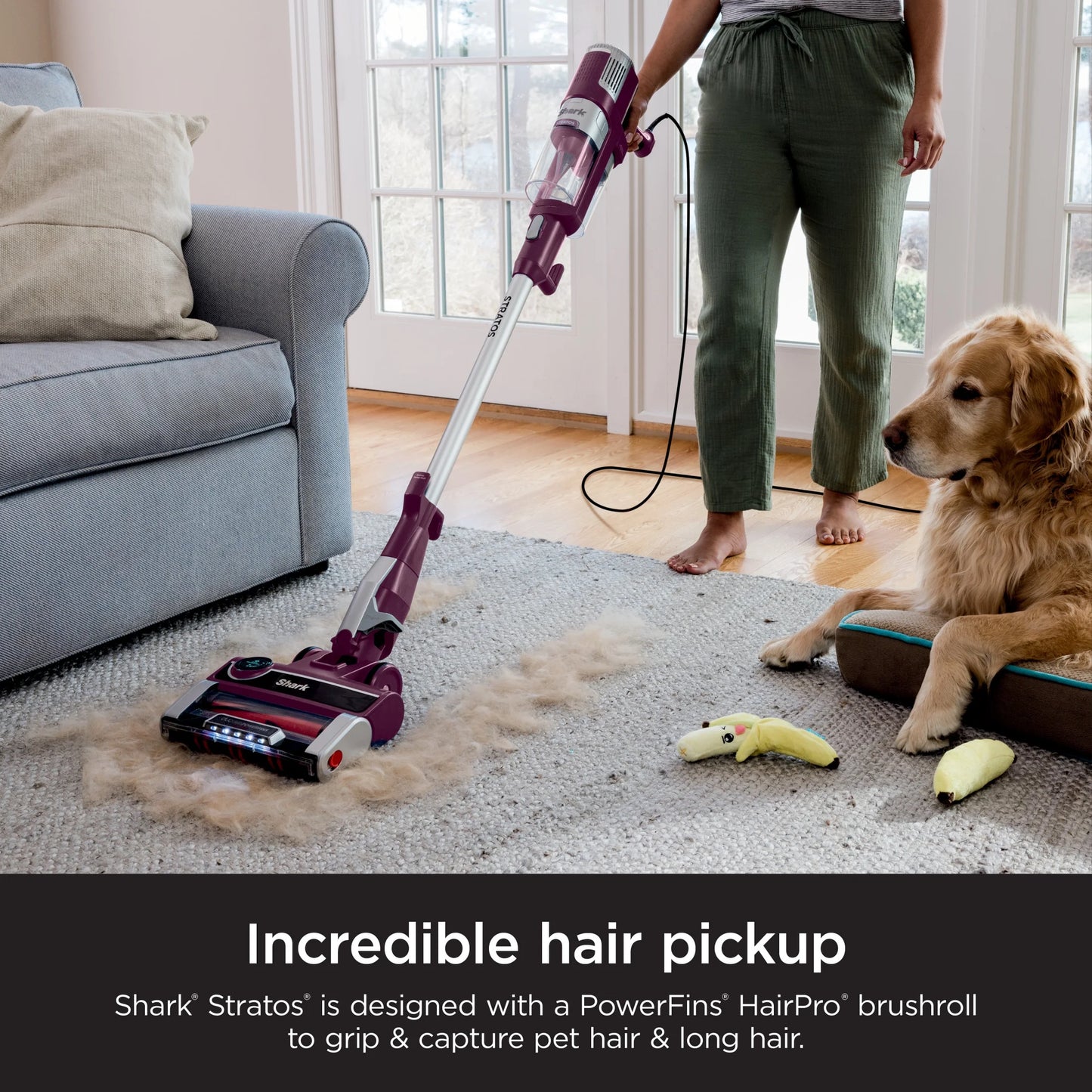 Shark Stratos? UltraLight Corded Stick Vacuum with DuoClean? PowerFins? HairPro?, Self-Cleaning Brushroll, and Odor Neutralizer Technology, HZ3000