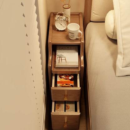 Small Nightstand,Solid Wood Nightstand with Drawers, Walnut Bedside Table for Bedroom